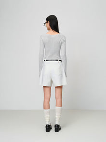Slim round neck knit base sweater | Grey