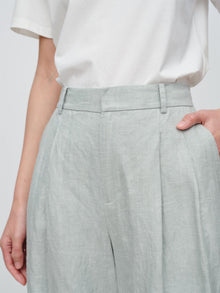 Loose Linen Straight-Leg Pants | Green