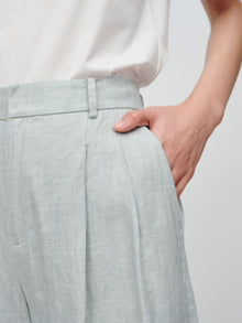 Loose Linen Straight-Leg Pants | Green