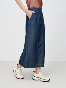 Tencel-Cotton Denim Skirt | Navy
