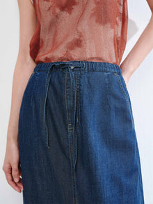 Tencel-Cotton Denim Skirt | Navy