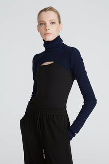 Halston | Mina Turtleneck Shrug | Navy