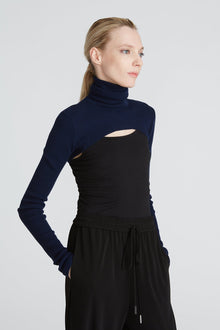 Halston | Mina Turtleneck Shrug | Navy