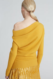 Halston | Jayda Shoulder Drape Sweater | Dijon