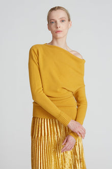 Halston | Jayda Shoulder Drape Sweater | Dijon