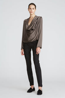 Halston | Aviana Charmeuse Blouse | Light Grey