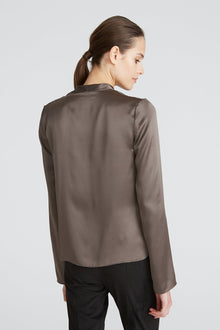Halston | Aviana Charmeuse Blouse | Light Grey
