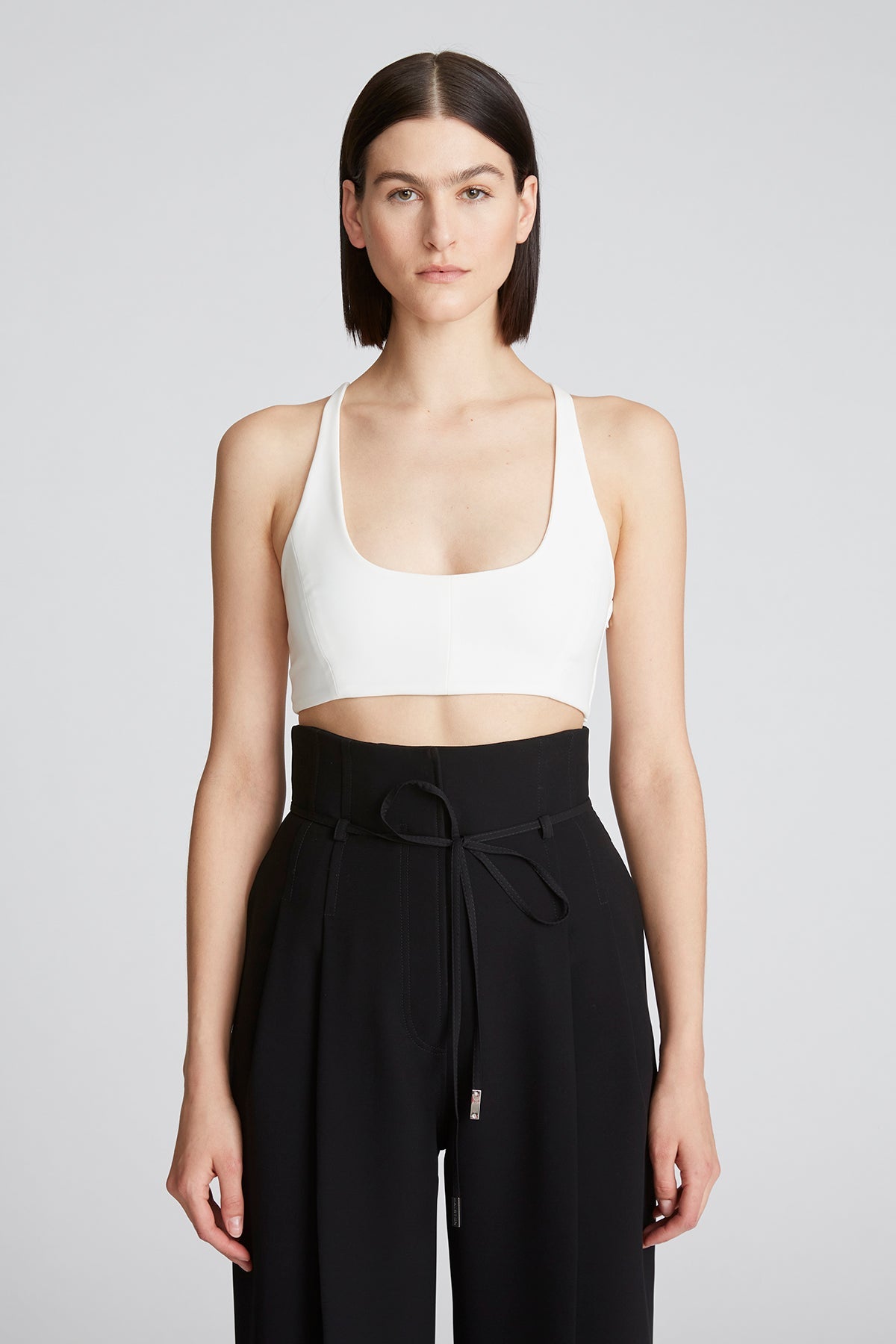 Halston | Gwen Crepe Scoop Neck Bralette | Chalk