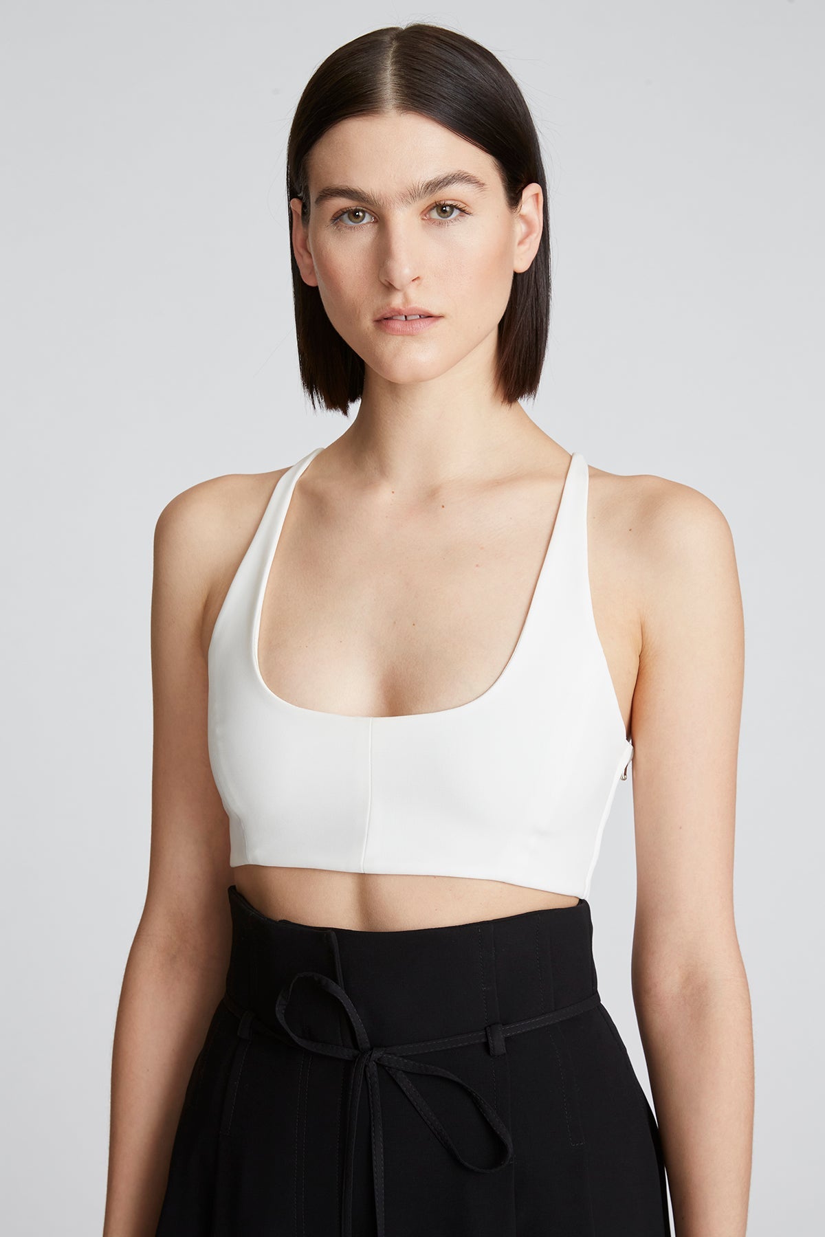Halston | Gwen Crepe Scoop Neck Bralette | Chalk