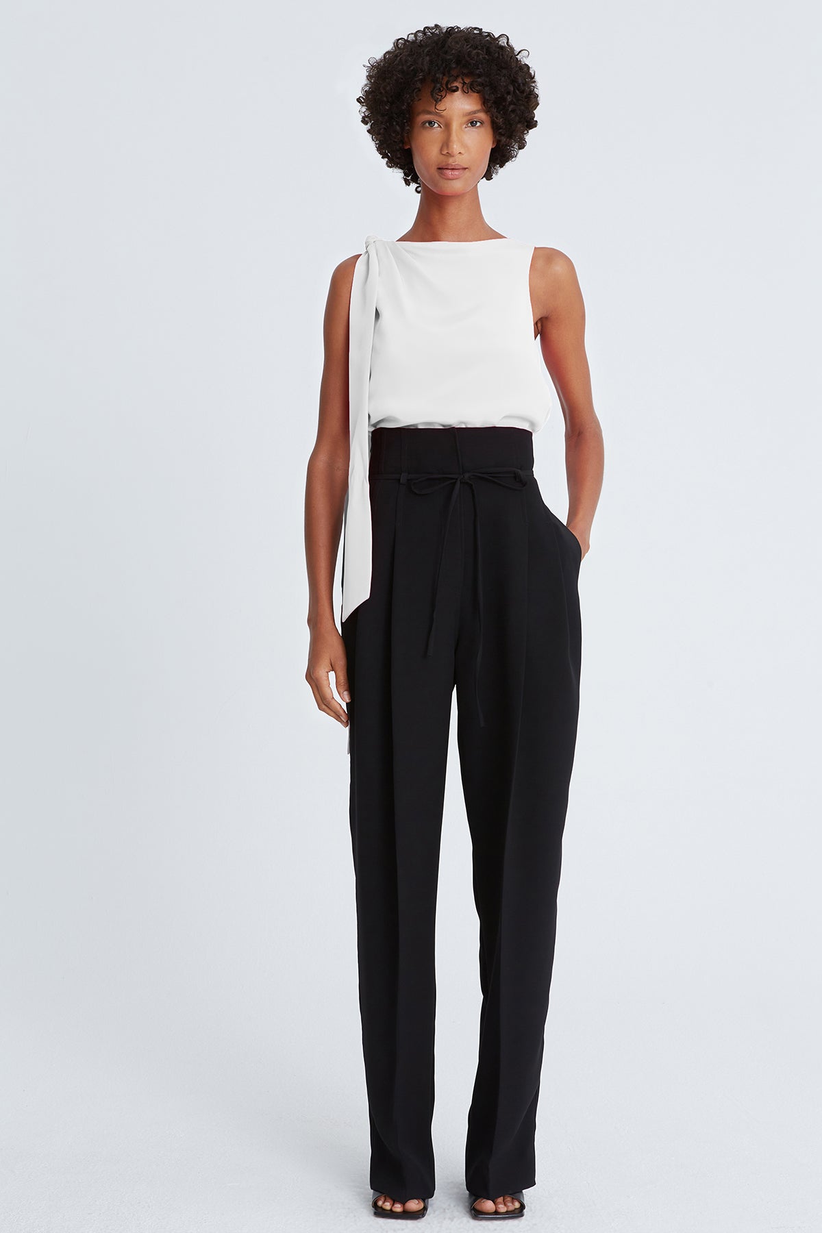 Halston | Iliana Crepe Draped Top | Chalk