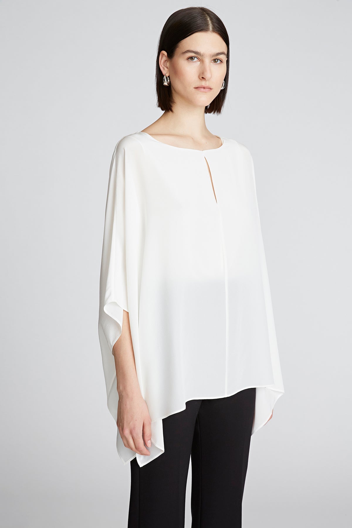 Halston | Wendy Top In Crepe De Chine | Chalk
