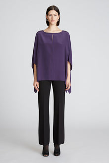 Halston | Wendy Top In Crepe De Chine | Eggplant