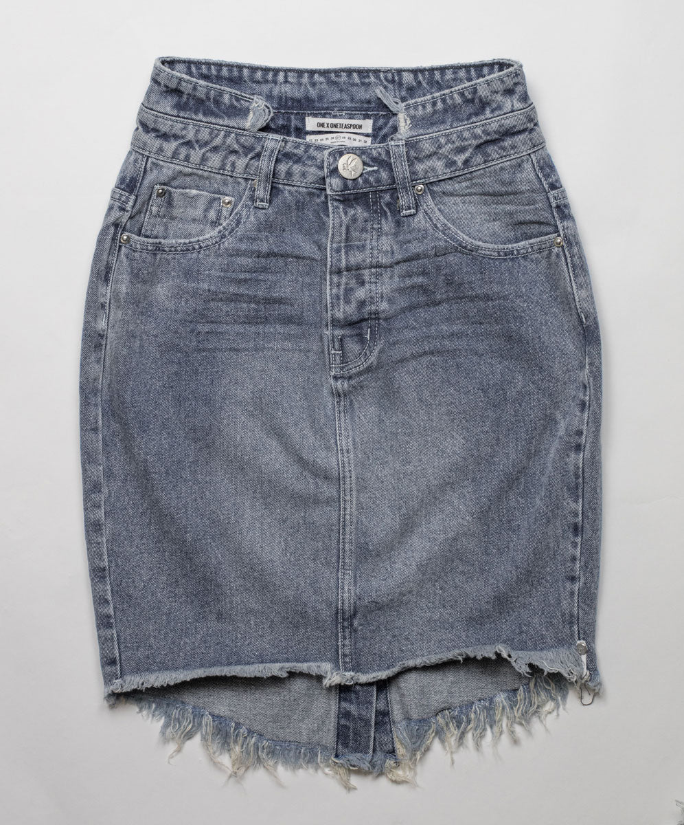 2020 High Waist Mini Denim Skirt | Blue Society