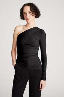 Halston | Stefanie Top In Stretch Jersey | Black