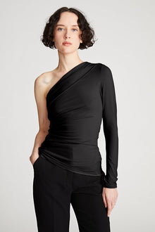 Halston | Stefanie Top In Stretch Jersey | Black