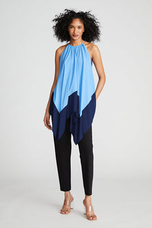 Halston | Kavita Top In Crepe De Chine | Medium Blue