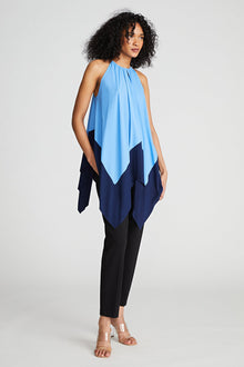 Halston | Kavita Top In Crepe De Chine | Medium Blue