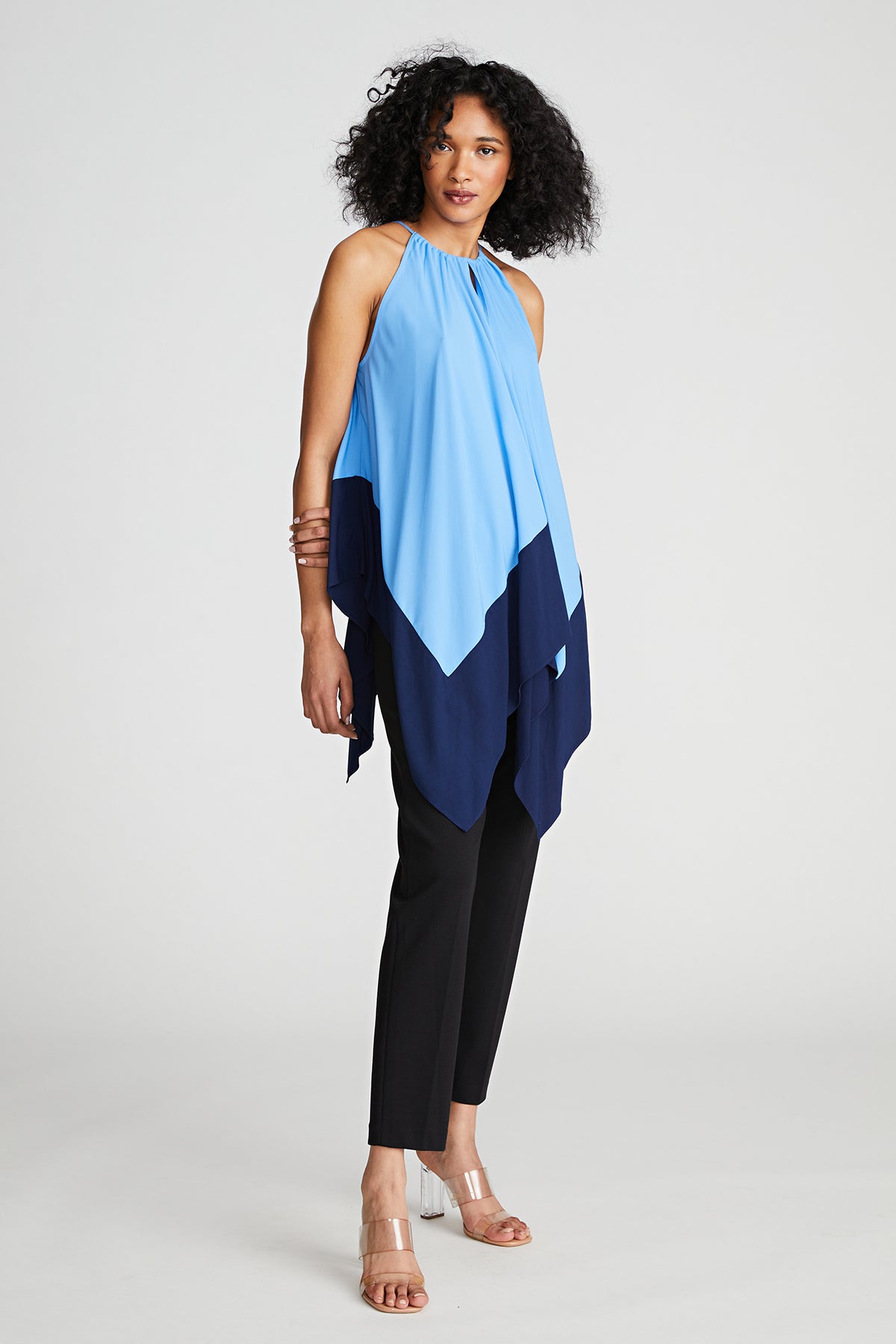 Halston | Kavita Top In Crepe De Chine | Medium Blue