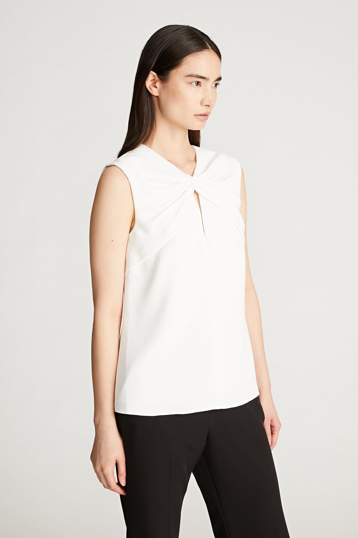 Halston | Faren Top In Fluid Crepe | Chalk