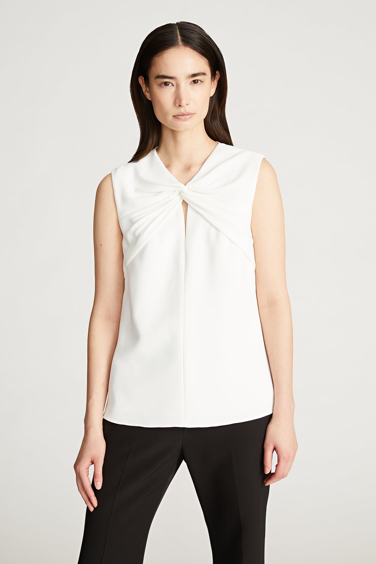 Halston | Faren Top In Fluid Crepe | Chalk