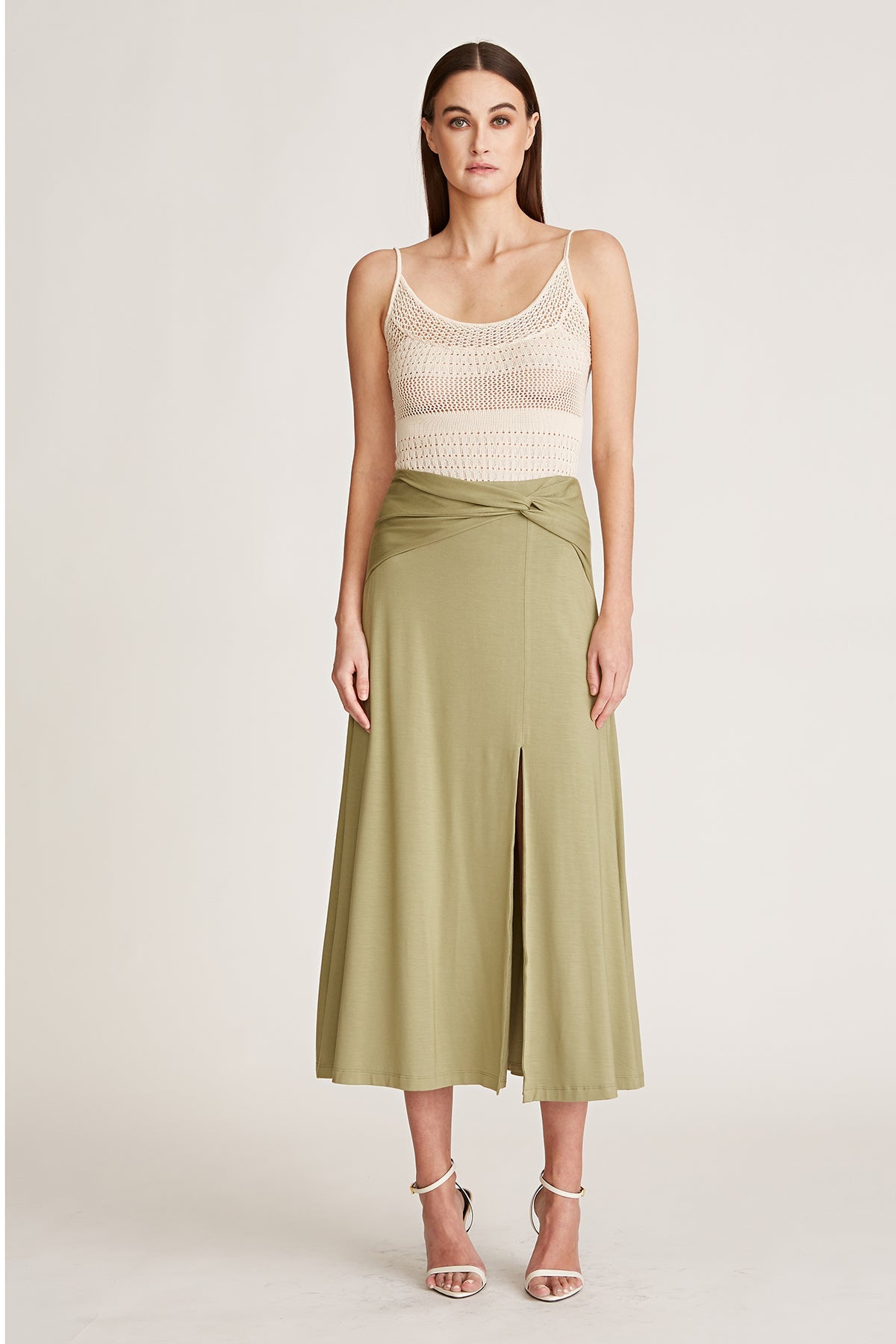 Halston | Gianna Twist Jersey Skirt | Celadon