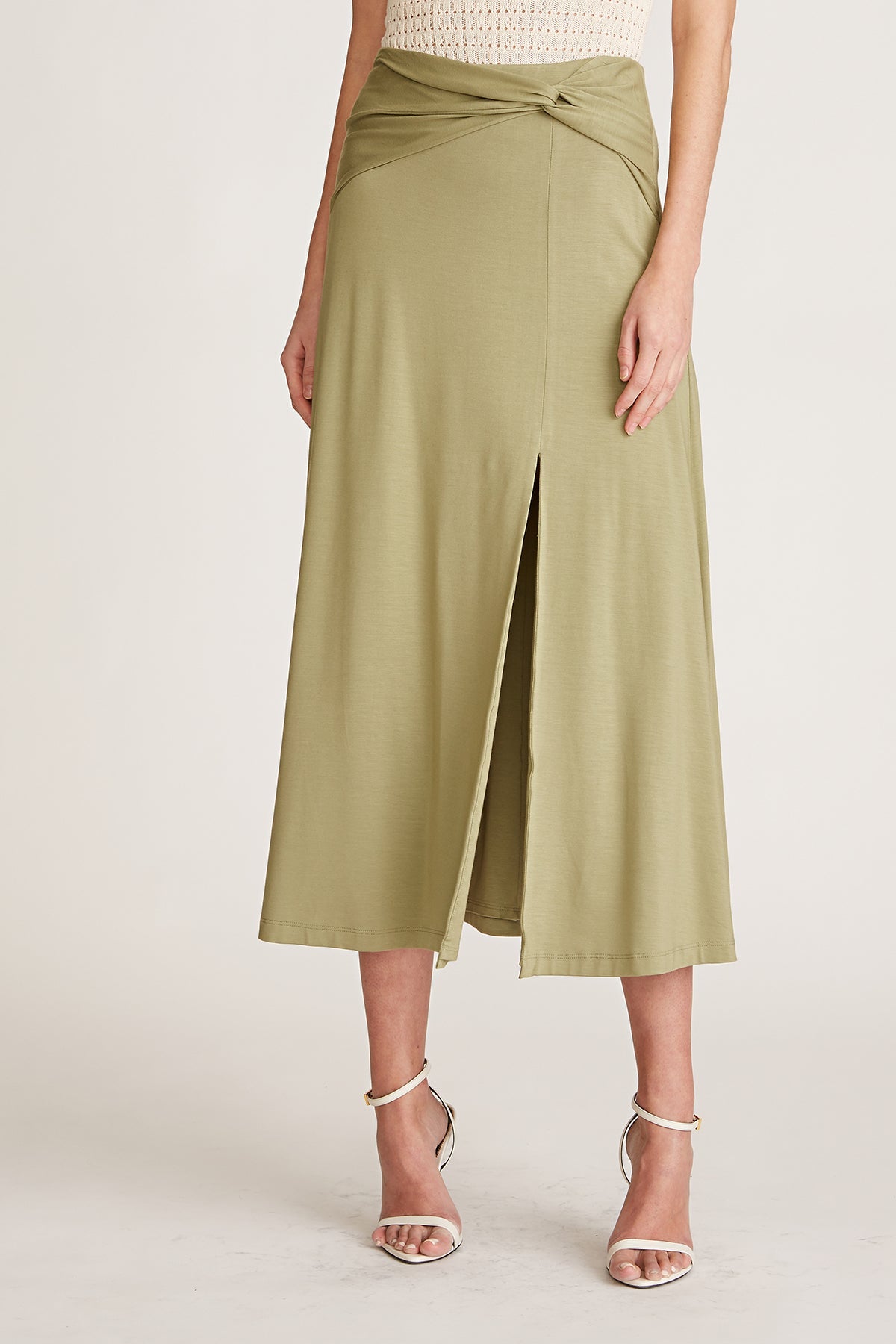 Halston | Gianna Twist Jersey Skirt | Celadon