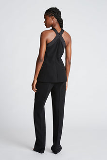 Halston | Drew Jumpsuit In Crepe/Satin | Black