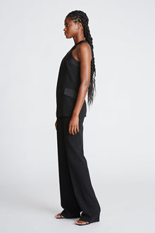 Halston | Drew Jumpsuit In Crepe/Satin | Black