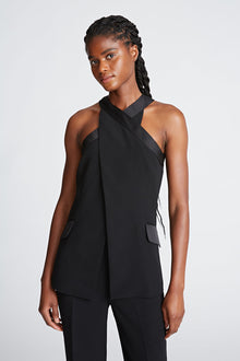 Halston | Drew Jumpsuit In Crepe/Satin | Black