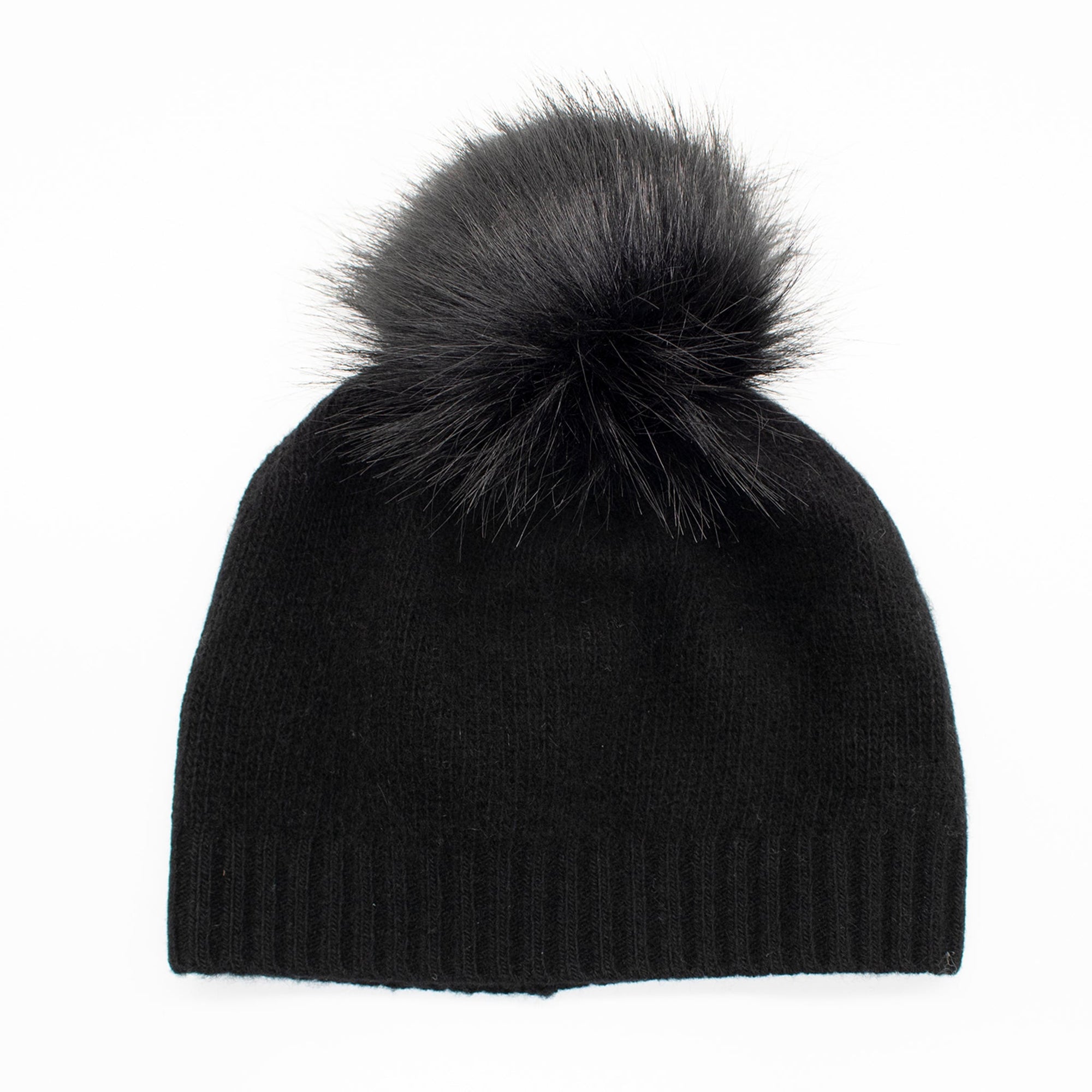 Cashmere Hat With Pom | Black