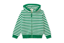 Organic Knit Cardigan | Green Striped