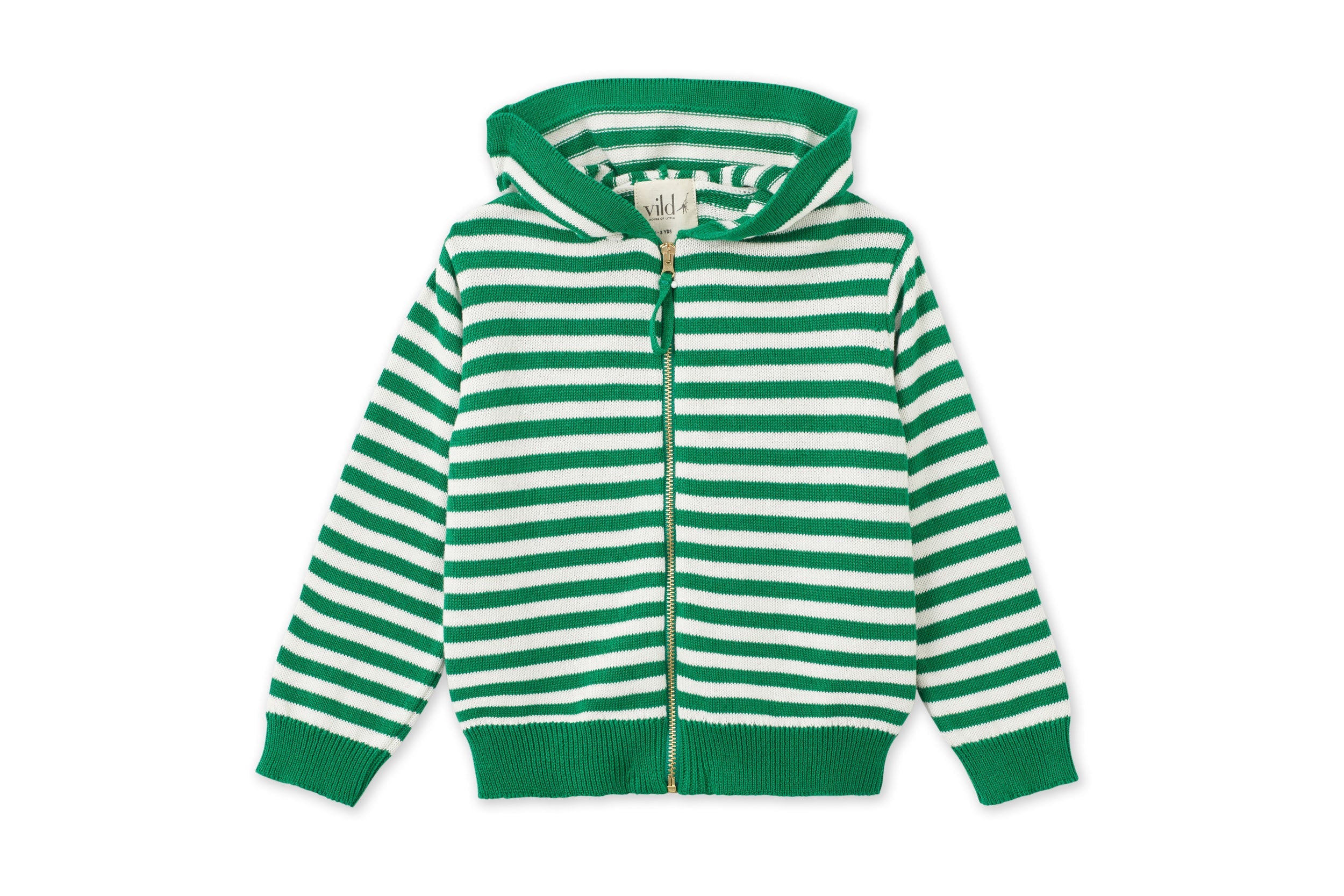 Organic Knit Cardigan | Green Striped