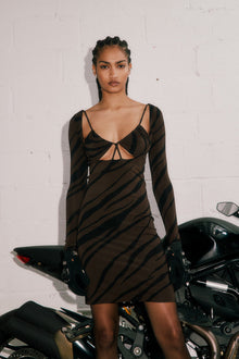 Etochs | The Aida Dress | Dk Cho/Bk Luxe Zebra