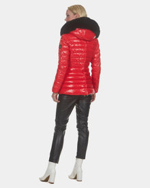 Après-Ski Jacket With Detachable Fo Hood Trim | Women | Red x Black