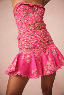 Strapless Short Dress | Pink/Multi