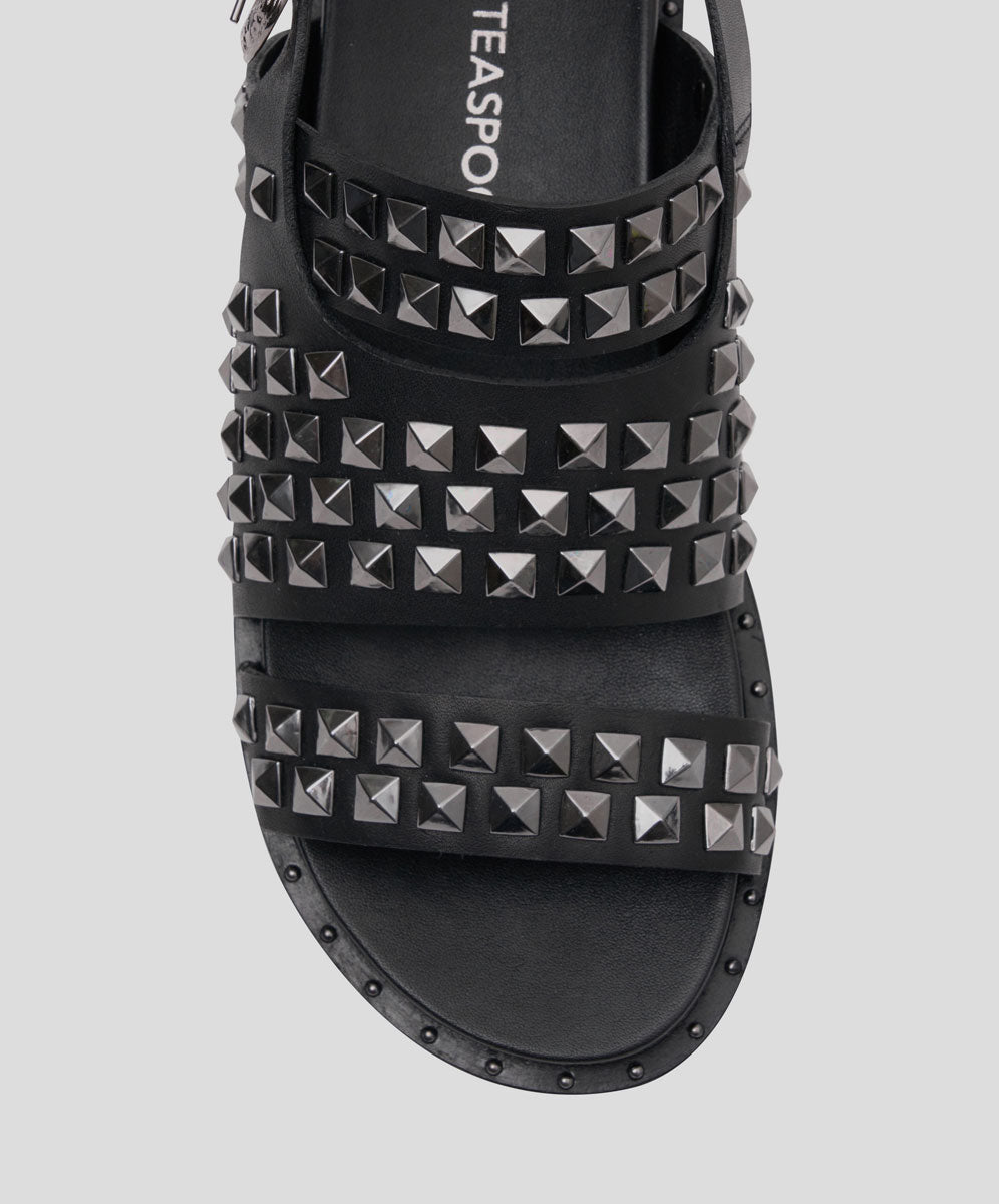 Studded Vivienne Slides | Black Metal