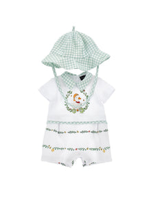 Boys | Short Jumpsuit With Gingham Hat | White/Multicolor