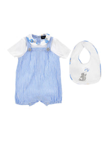 Boys | Romper And Bib Set | White/Bluette