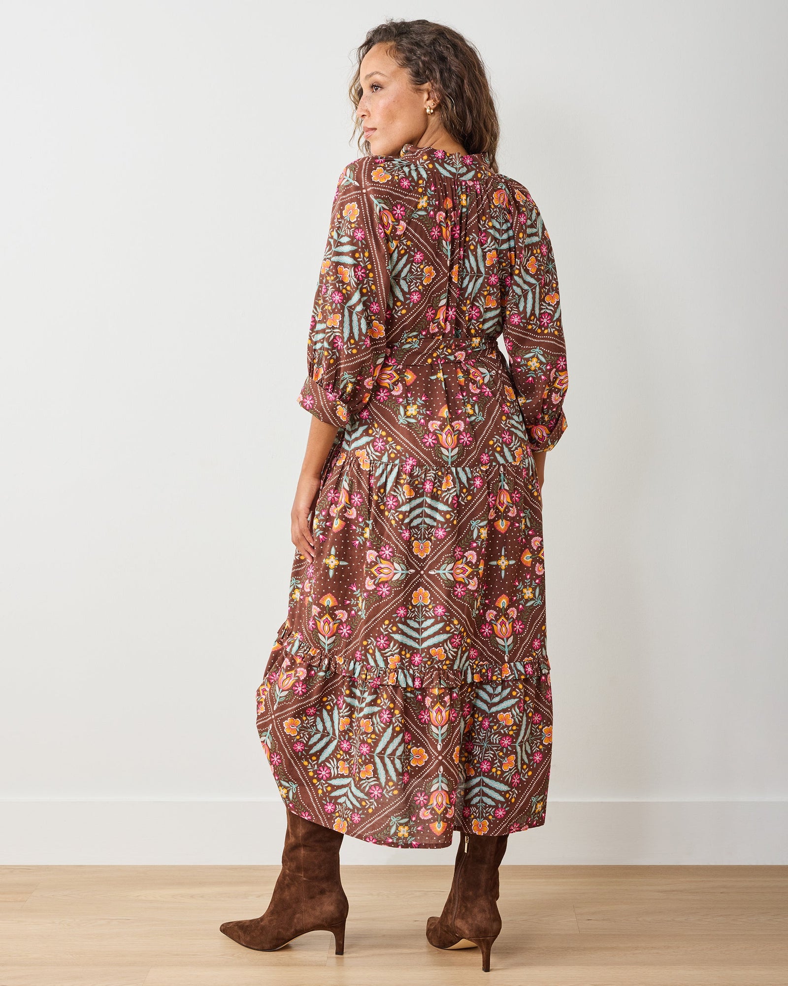 Floral Bandana - Fayette Dress - Tanned Copper - Printfresh