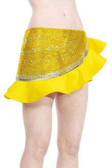 Crystal Watermelon Ruffled Mini Skirt | Yellow