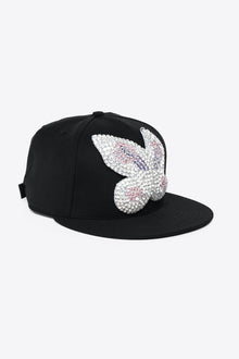 Embroidered Crytsal Butterfly Fitted Cap | Black