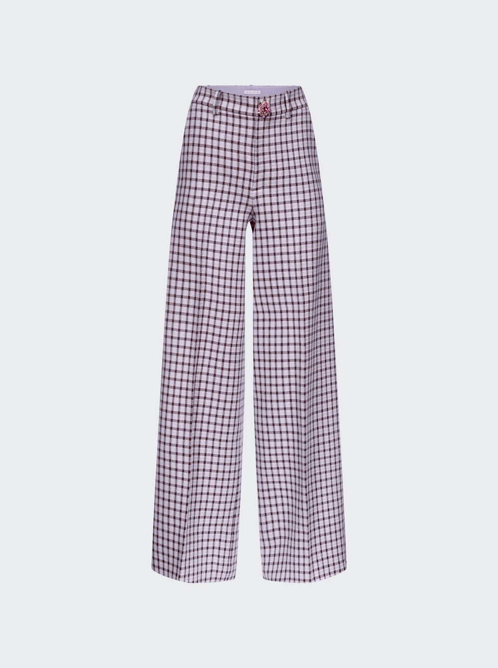 AREA | Crystal Button Wide Leg Trousers | Lilac
