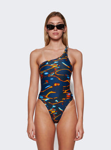 Women | The Attico | One-piece Swimsuit | Blue & Yellow Shades