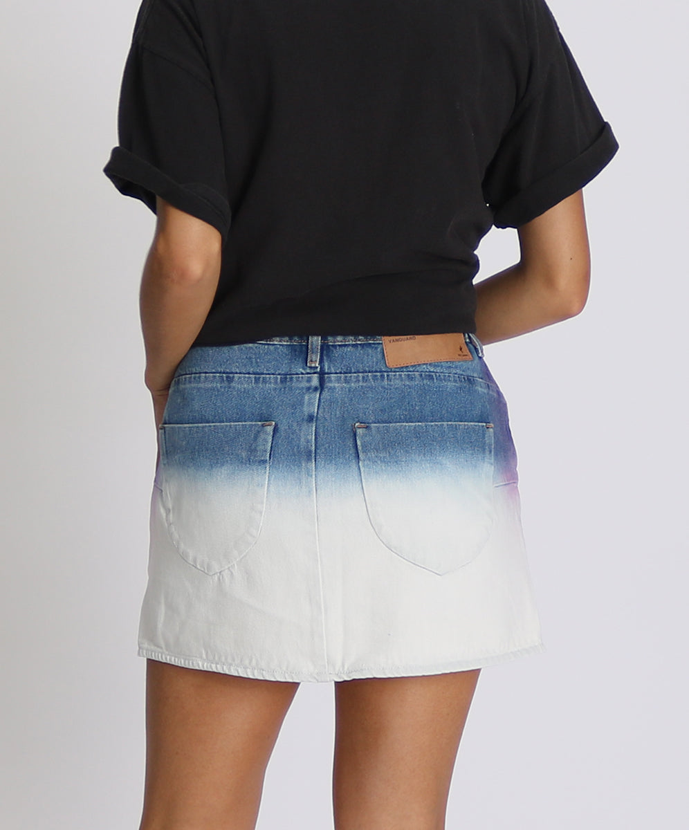 Vanguard Mid Waist Relaxed Mini Denim Skirt | Dip Dye