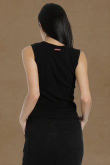 Women | Vintage Stripe Snap Button Top | Black