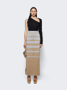 Rabanne | Metallic Stripe Maxi Skirt | Gold & Silver