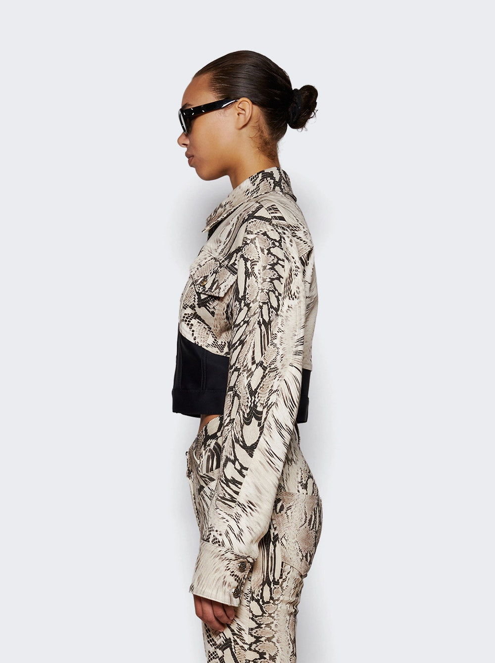 Women | Mugler | Cropped Panelled Jacket | Wrapped Snake Roccia