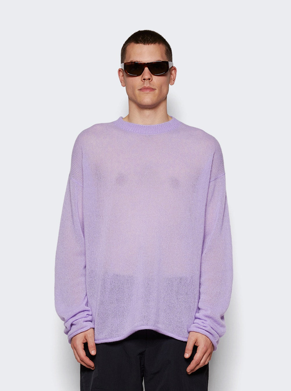 Men | The Elder Statesman | Nimbus Slouchy Crewneck Sweater | Violet