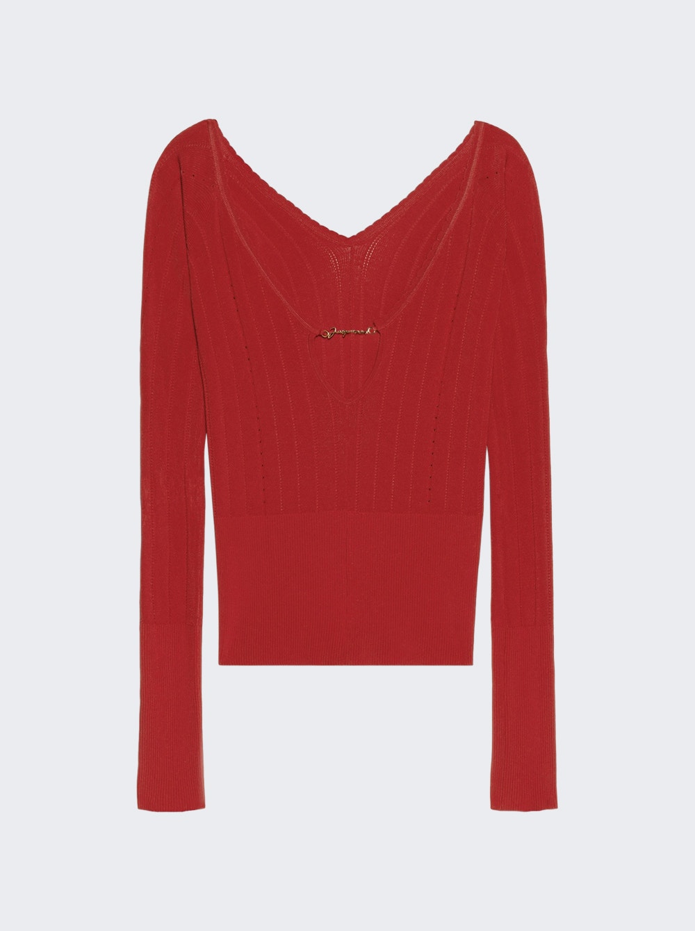 Women | Jacquemus | Long Sleeve Scalloped Top Dark | Red