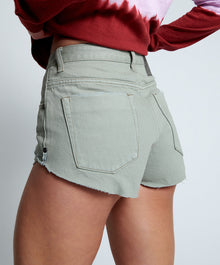 The One High Waist Cheeky Denim Shorts | Faded Khaki